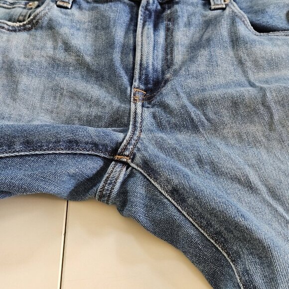 Uniqlo Jeans Mens W 32 Blue Straight Leg Distressed Denim Western Boho Grunge - Picture 10 of 16